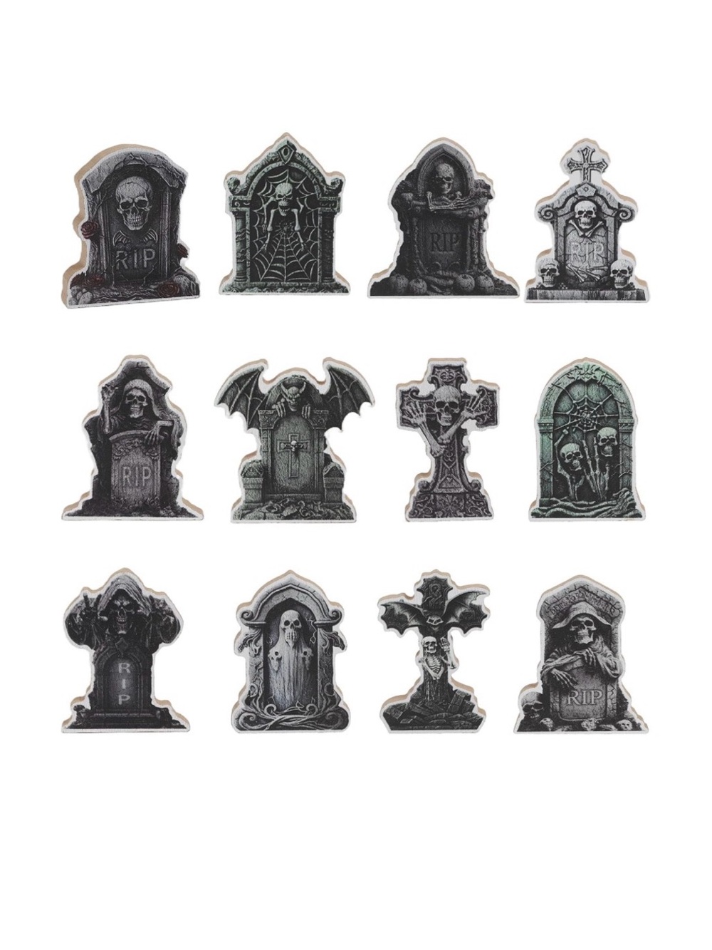 Haunted Tombstone Foam Cutouts - Black Halloween Graveyard Decorations